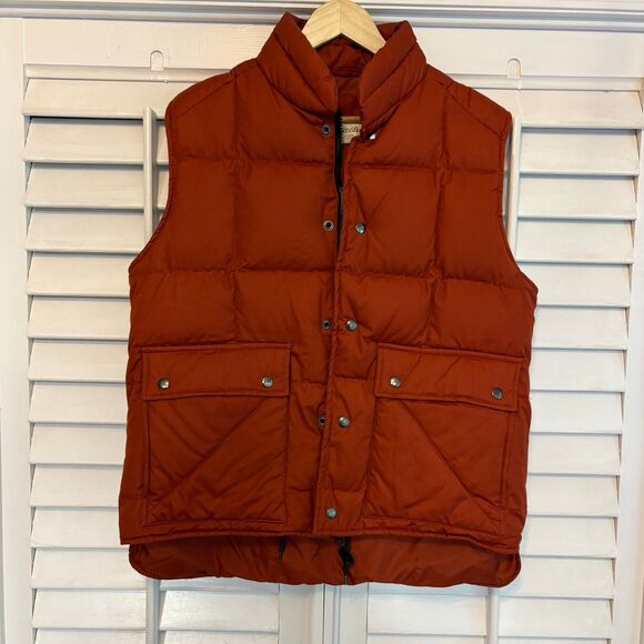 St. John’s Bay‎ Orange Grey Duck Down Filled Puffer Vest Size Large - Picture 1 of 11